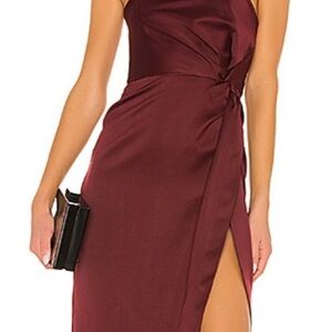 NBD Red Sheath Midi Dress Halter Sleeveless Cocktail